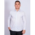 Camisa listrada cinza masculina manga longa de tricoline