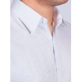 Camisa listrada cinza masculina manga longa de tricoline