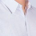 Camisa listrada cinza masculina manga longa de tricoline
