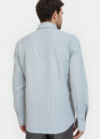Camisa Social Clássica Listrada Verde e Branco