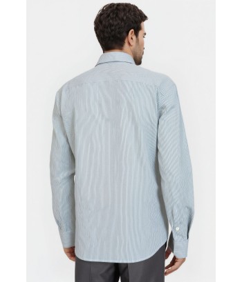 Camisa Social Clássica Listrada Verde e Branco
