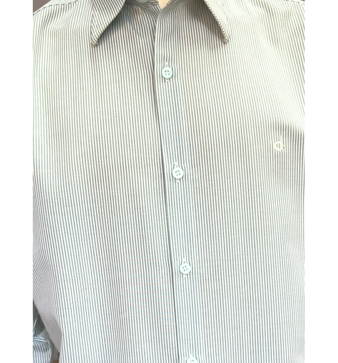 Camisa Social Clássica Listrada Verde e Branco Camisa Social Clássica Listrada Verde e Branco