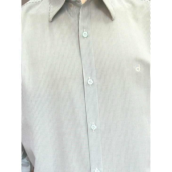 Camisa Social Clássica Listrada Verde e Branco
