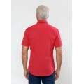 Camisa masculina de tricoline manga curta com detalhe de bolinha, vermelha