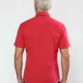 Camisa masculina de tricoline manga curta com detalhe de bolinha, vermelha
