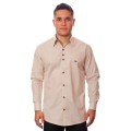 Camisa masculina de bolinha manga longa, bege Camisa masculina de bolinha manga longa, bege