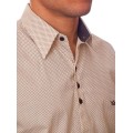 Camisa masculina de bolinha manga longa, bege