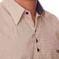 Camisa masculina de bolinha manga longa, bege