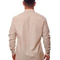 Camisa masculina de bolinha manga longa, bege