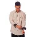 Camisa masculina de bolinha manga longa, bege Camisa masculina de bolinha manga longa, bege