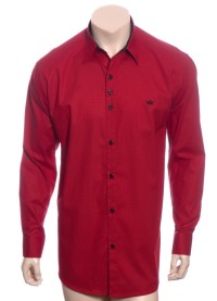 Camisa masculina de bolinha manga longa, vermelha