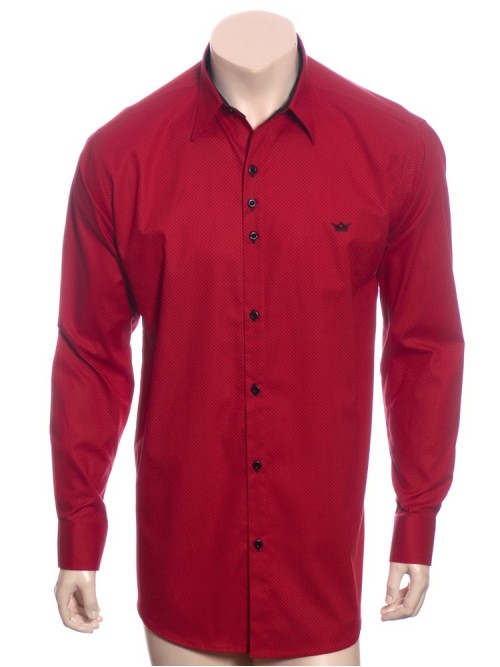 Camisa masculina de bolinha manga longa, vermelha Camisa masculina de bolinha manga longa, vermelha