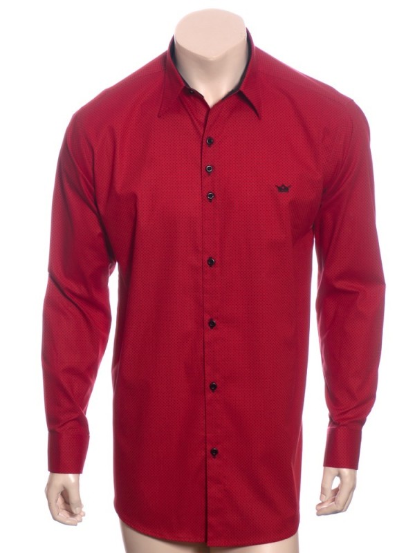 Camisa masculina de bolinha manga longa, vermelha Camisa masculina de bolinha manga longa, vermelha