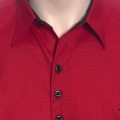 Camisa masculina de bolinha manga longa, vermelha