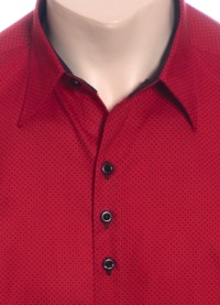 Camisa masculina de bolinha manga longa, vermelha