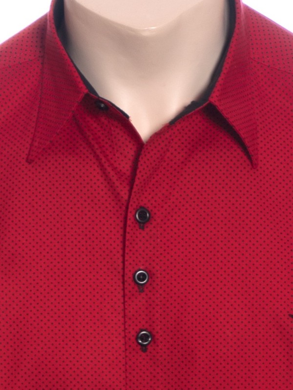 Camisa masculina de bolinha manga longa, vermelha