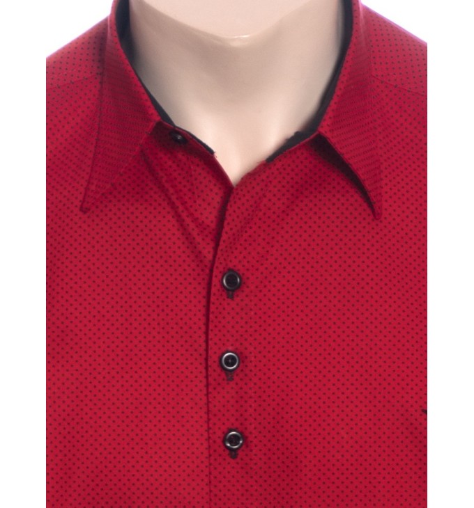 Camisa masculina de bolinha manga longa, vermelha Camisa masculina de bolinha manga longa, vermelha