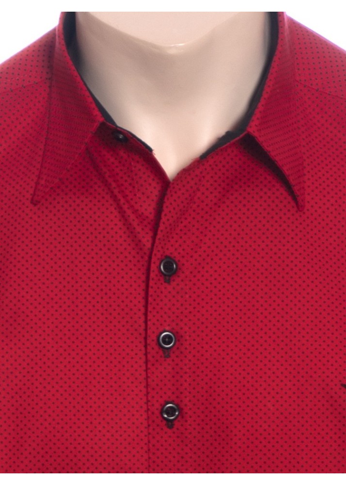 Camisa masculina de bolinha manga longa, vermelha