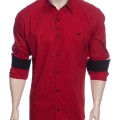 Camisa masculina de bolinha manga longa, vermelha