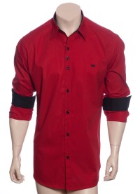 Camisa masculina de bolinha manga longa, vermelha