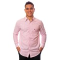 Camisa masculina listrada vinho manga longa de algodão