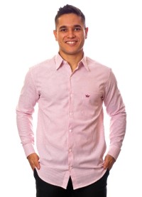 Camisa masculina listrada vinho manga longa de algodão