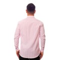 Camisa masculina listrada vinho manga longa de algodão