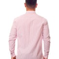 Camisa masculina listrada vinho manga longa de algodão