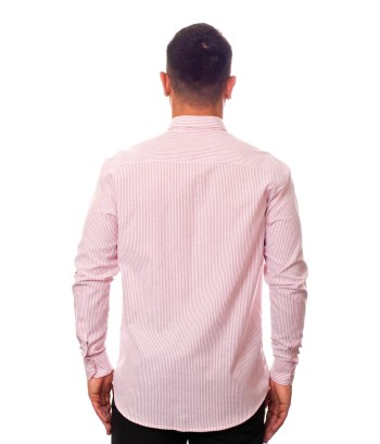 Camisa masculina listrada vinho manga longa de algodão