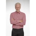 Camisa masculina listrada vermelha manga longa de algodão Camisa masculina listrada vermelha manga longa de algodão