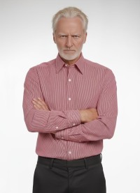 Camisa masculina listrada vermelha manga longa de algodão