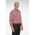 Camisa masculina listrada vermelha manga longa de algodão
