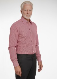 Camisa masculina listrada vermelha manga longa de algodão