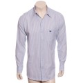 Camisa masculina listrada lilás de manga longa de algodão Camisa masculina listrada lilás de manga longa de algodão