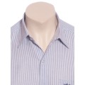 Camisa masculina listrada lilás de manga longa de algodão
