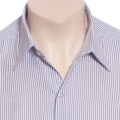 Camisa masculina listrada lilás de manga longa de algodão