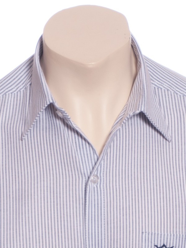 Camisa masculina listrada lilás de manga longa de algodão Camisa masculina listrada lilás de manga longa de algodão