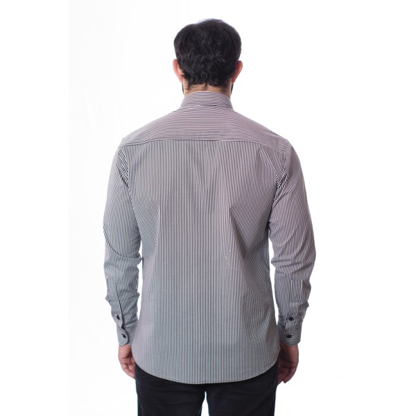 Camisa masculina listrada branco e preto