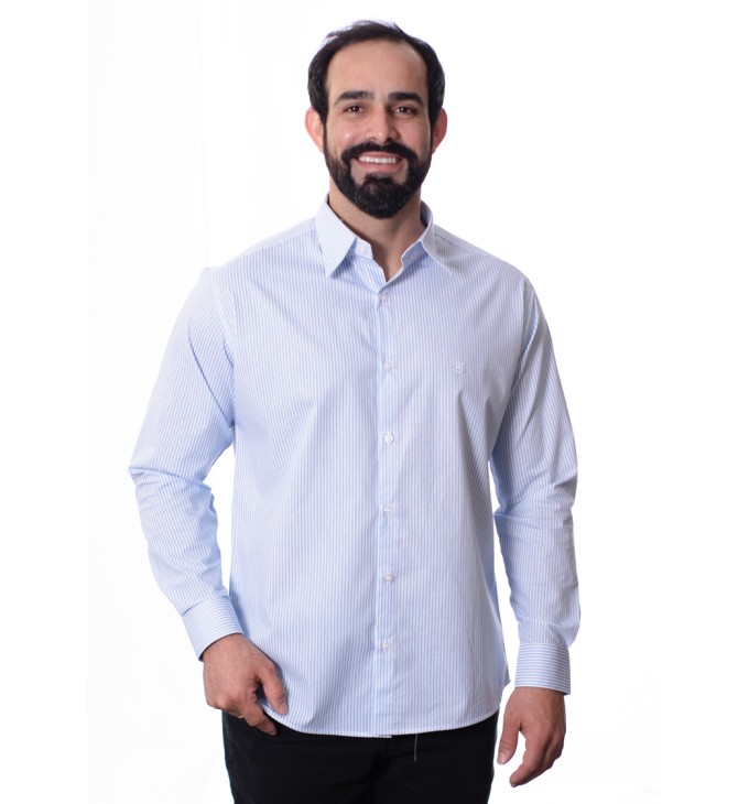 Camisa masculina listrada azul Camisa masculina listrada azul