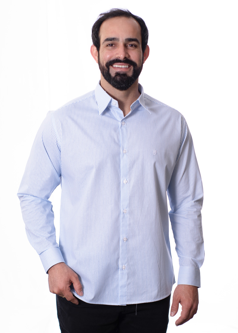Camisa masculina listrada azul