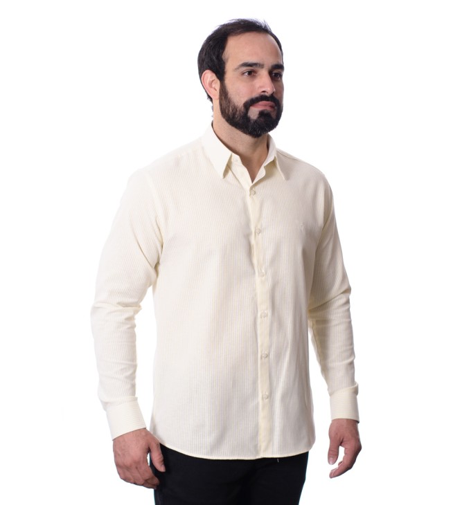 Camisa masculina listrada amarela Camisa masculina listrada amarela