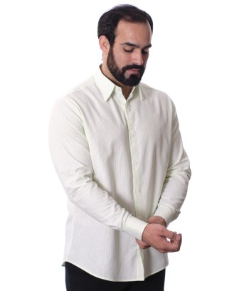 Camisa masculina listrada verde claro