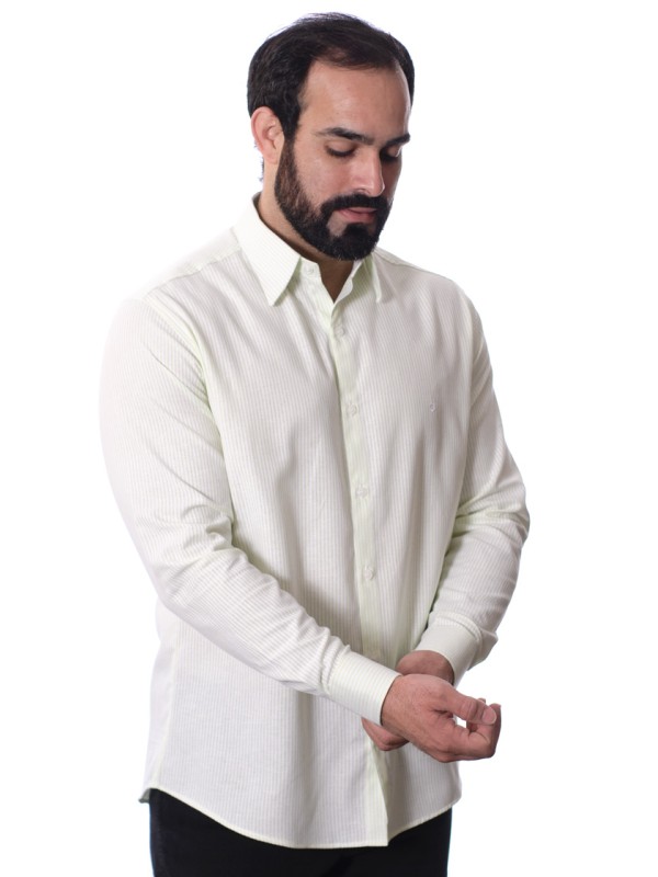 Camisa masculina listrada verde claro Camisa masculina listrada verde claro