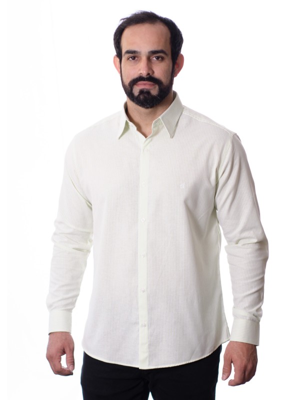 Camisa masculina listrada verde claro Camisa masculina listrada verde claro