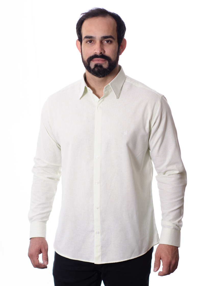 Camisa masculina listrada verde claro