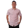 Camisa social masculina de algodão listrada vinho, manga curta