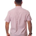 Camisa social masculina de algodão listrada vinho, manga curta