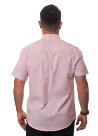 Camisa social masculina de algodão listrada vinho, manga curta