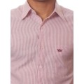 Camisa social masculina de algodão listrada vinho, manga curta