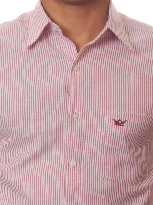 Camisa social masculina de algodão listrada vinho, manga curta Camisa social masculina de algodão listrada vinho, manga curta